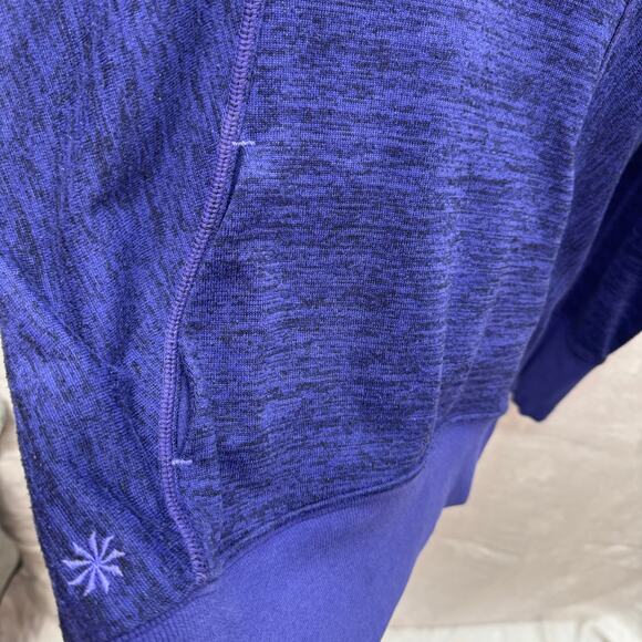 Athleta Pullover Hoodie Women M Dolman Sleeve Heathered Purple Kangaroo Pocket - Picture 11 of 11